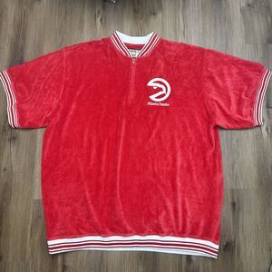 Hardwood Classics Atlanta Hawks Size 3XL Warm Up Velour Red Shirt G-III Carlbank
